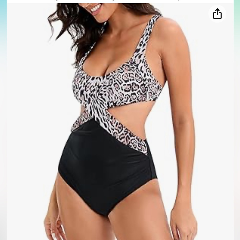 One Piece Swimsuit for Women animal Print Bikini Swimwear High Waisted Bathing